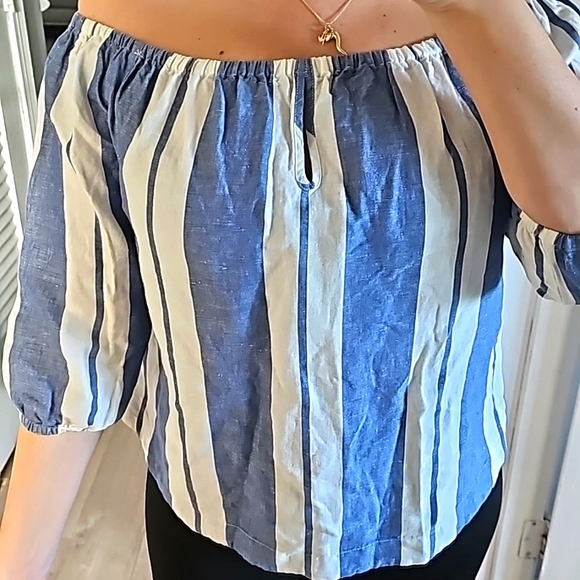 Young Fabulous & Broke Blue and White Striped Linen Top - Picture 2 of 7